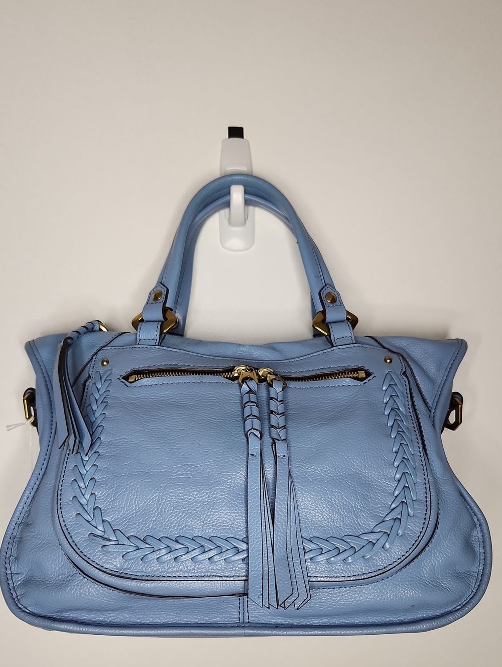 OrYANY leather satchel, periwinkle/gold. EUC Preloved item sold as is